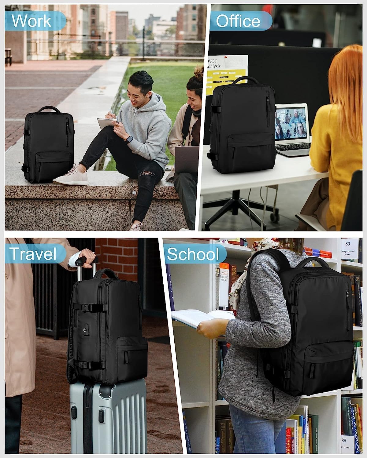 Wasserfester Reise-Rucksack mit Schuhfach & USB-Anschluss – 14" Laptop geeignet | Karnz