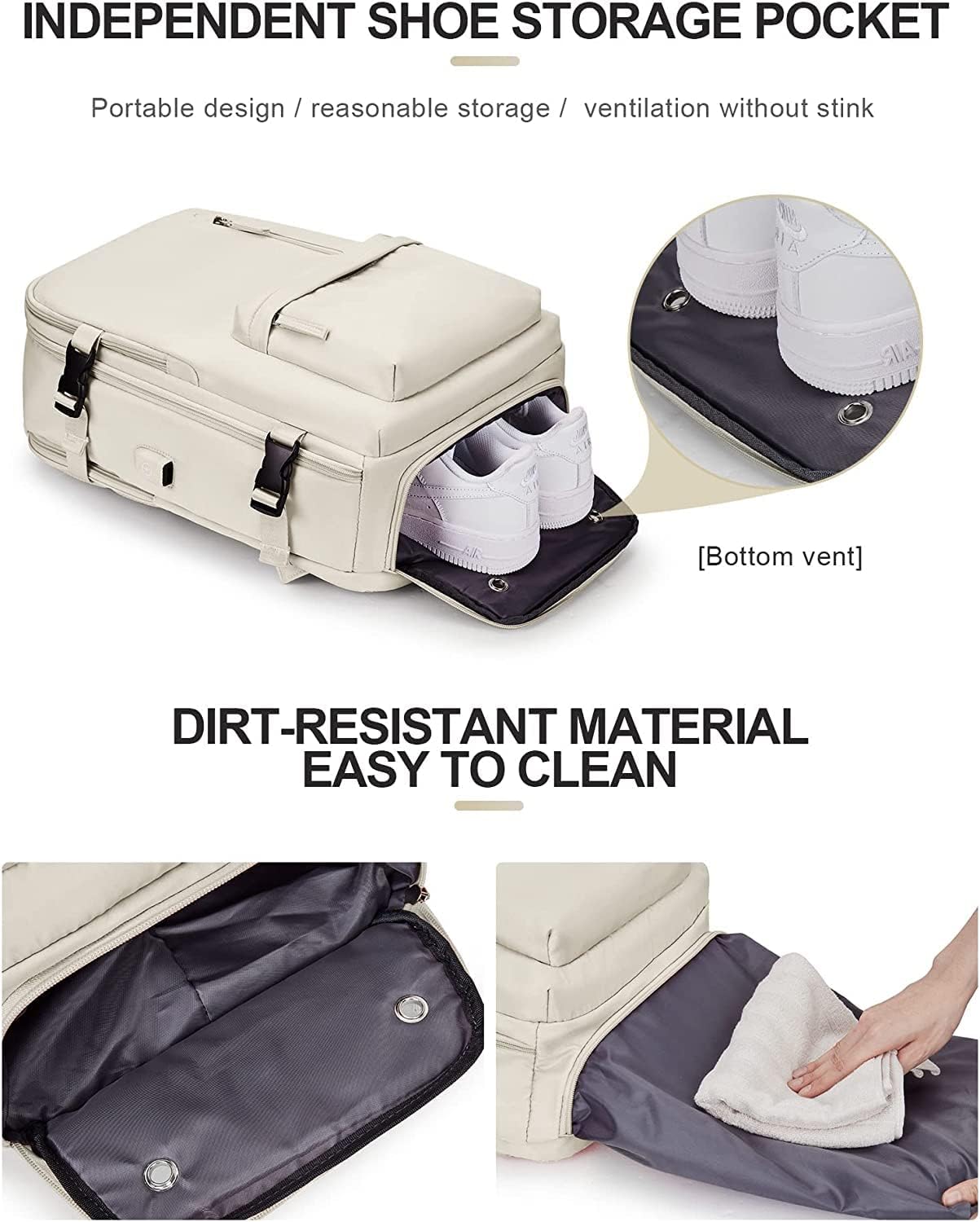 Wasserfester Reise-Rucksack mit Schuhfach & USB-Anschluss – 14" Laptop geeignet | Karnz