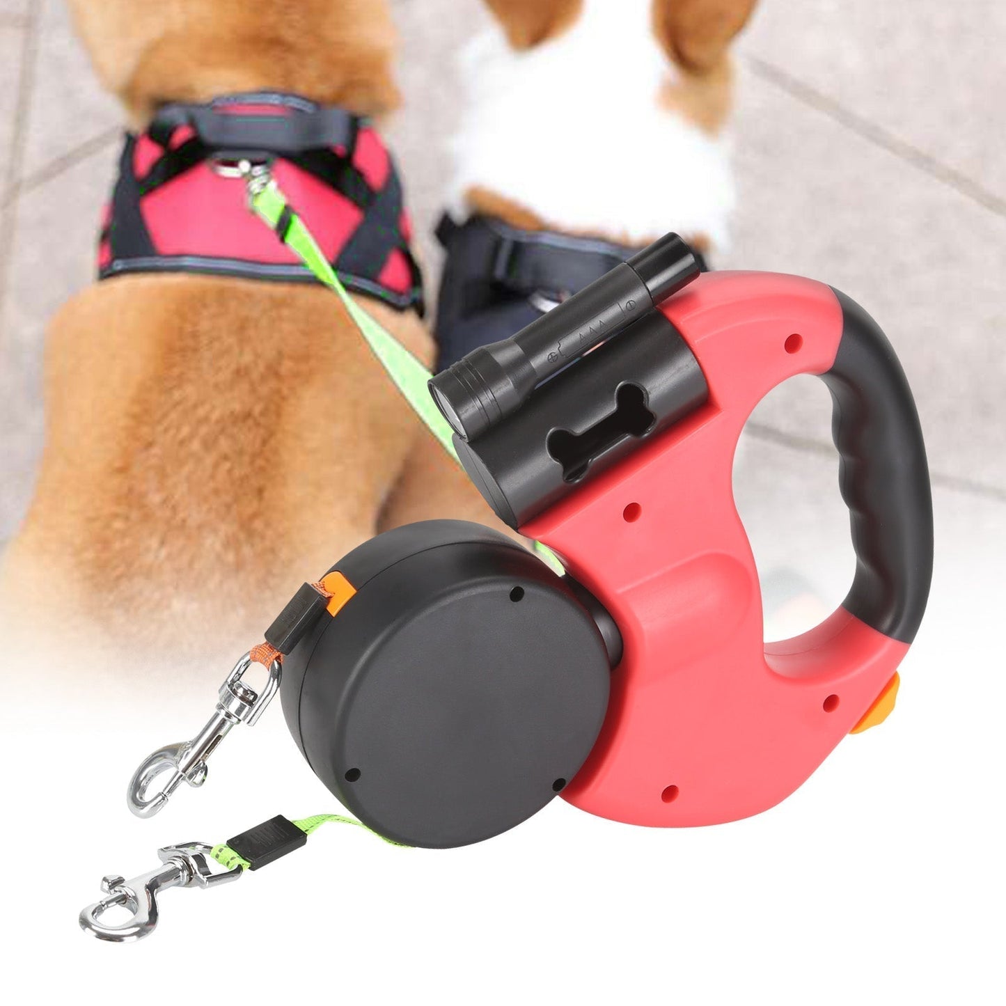DuoLijn LED Dual Retractable Leine für Hunde und Katzen mit 360° Rotationsmechanismus 3 Meter | Karnz