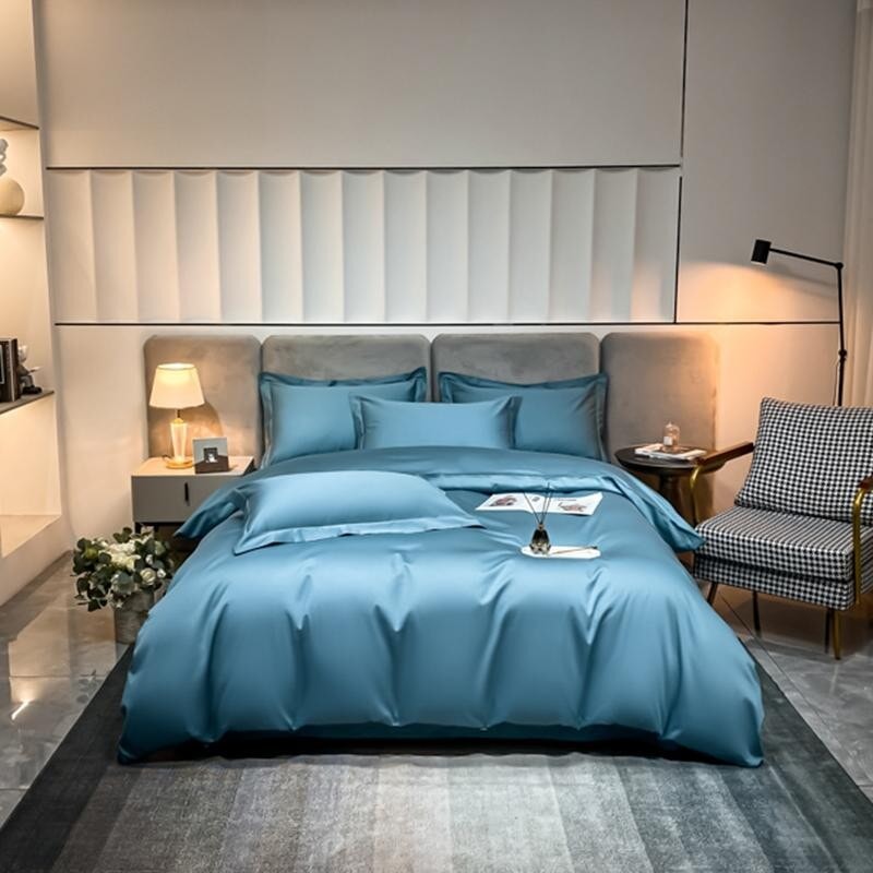 Hellblaues Superheld 1000 TC Bettbezug-Set – ultra-weiche ägyptische Baumwolle mit Satin-Finish | Karnz