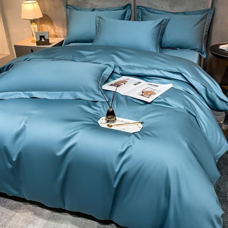 Hellblaues Superheld 1000 TC Bettbezug-Set – ultra-weiche ägyptische Baumwolle mit Satin-Finish | Karnz