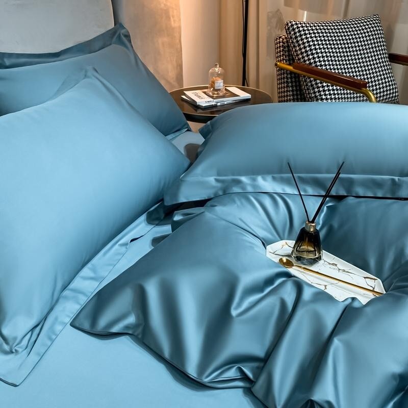 Hellblaues Superheld 1000 TC Bettbezug-Set – ultra-weiche ägyptische Baumwolle mit Satin-Finish | Karnz