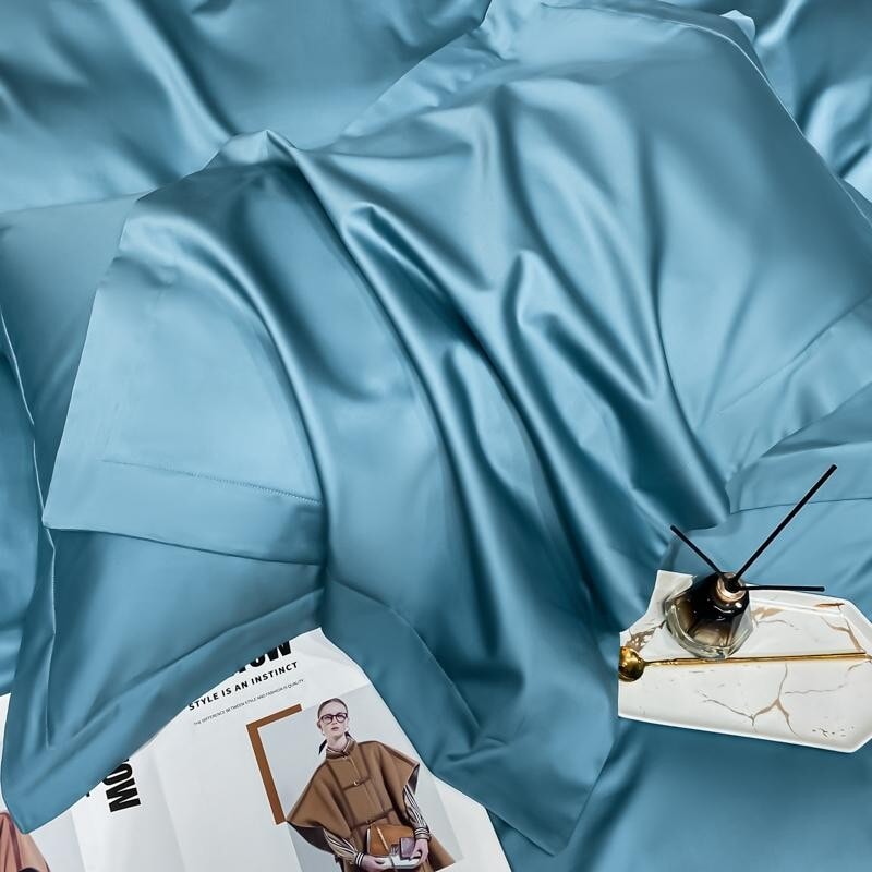 Hellblaues Superheld 1000 TC Bettbezug-Set – ultra-weiche ägyptische Baumwolle mit Satin-Finish | Karnz