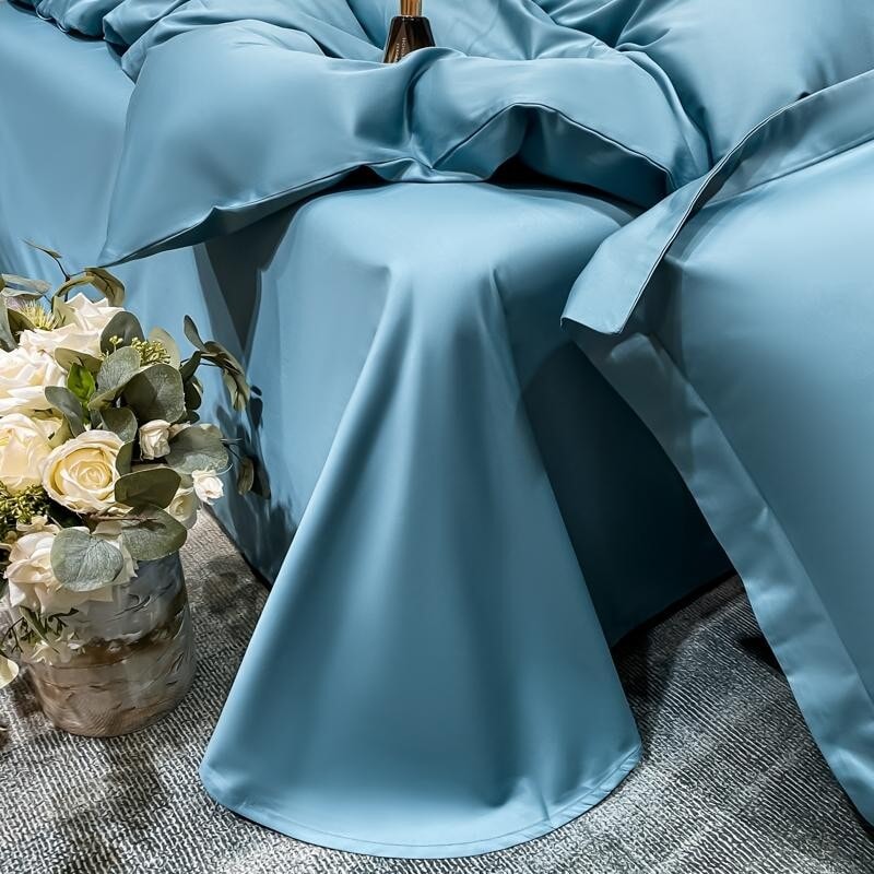 Hellblaues Superheld 1000 TC Bettbezug-Set – ultra-weiche ägyptische Baumwolle mit Satin-Finish | Karnz