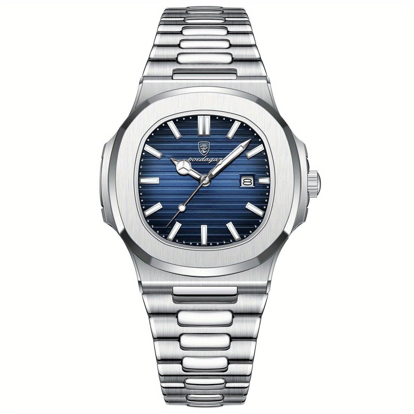 Herren-Armbanduhr aus Edelstahl mit Quarzwerk und Datumsanzeige