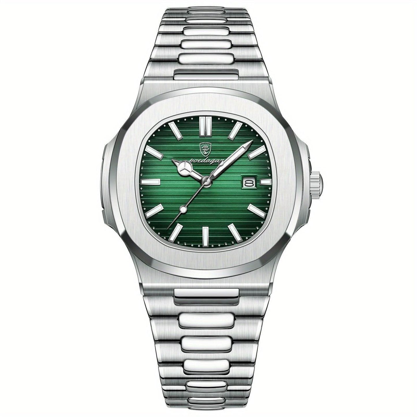 Herren-Armbanduhr aus Edelstahl mit Quarzwerk und Datumsanzeige
