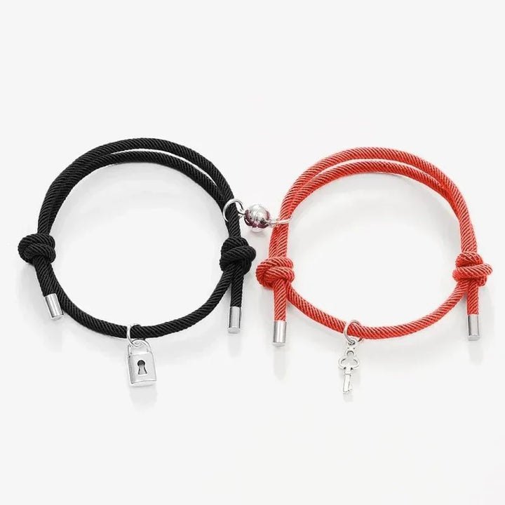 Karnz | Schloss und Schlüssel Magnetisches Seilarmband Set