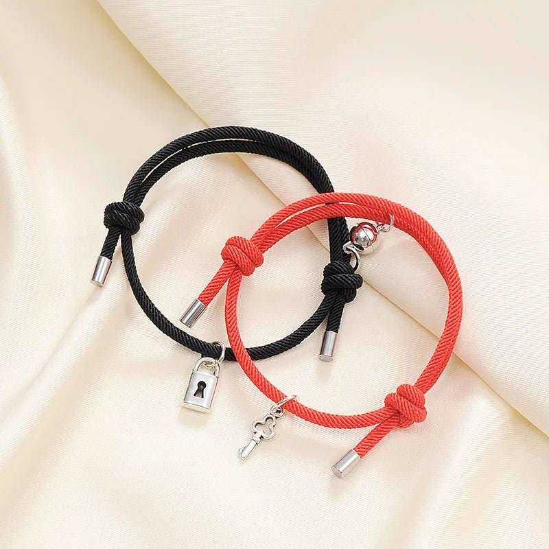 Karnz | Schloss und Schlüssel Magnetisches Seilarmband Set