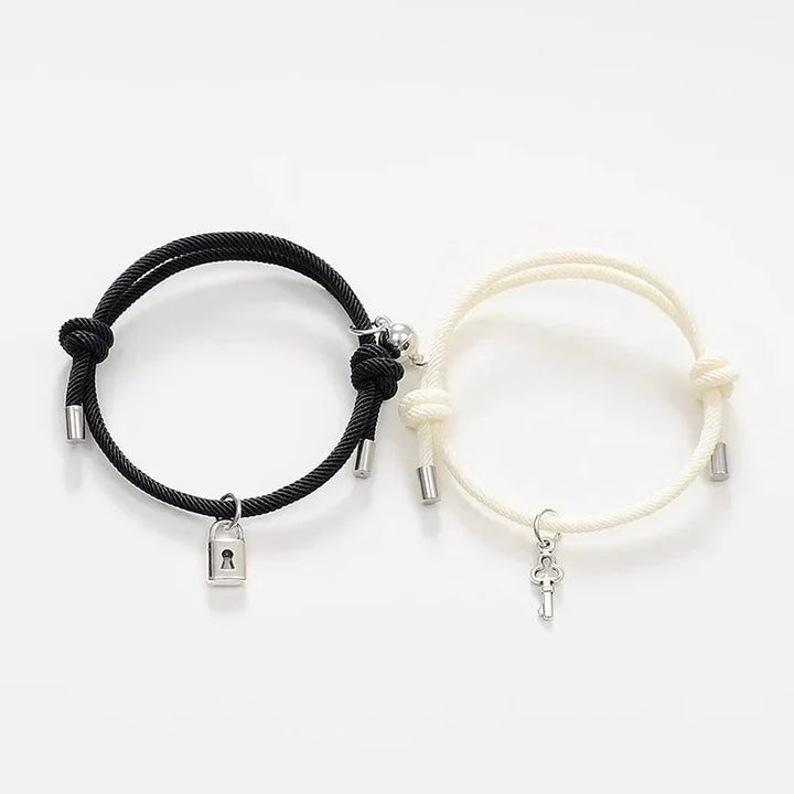 Karnz | Schloss und Schlüssel Magnetisches Seilarmband Set