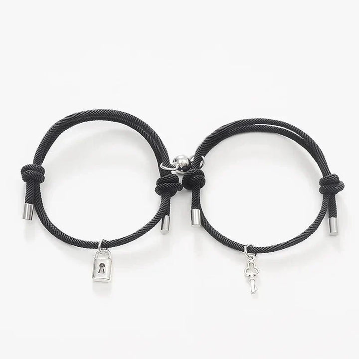 Karnz | Schloss und Schlüssel Magnetisches Seilarmband Set