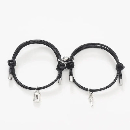 Karnz | Schloss und Schlüssel Magnetisches Seilarmband Set