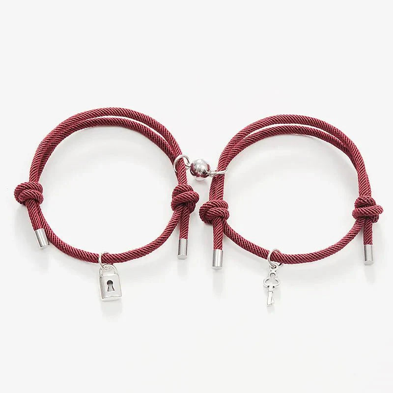 Karnz | Schloss und Schlüssel Magnetisches Seilarmband Set