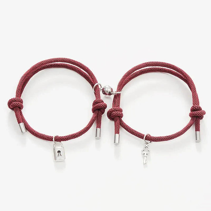Karnz | Schloss und Schlüssel Magnetisches Seilarmband Set