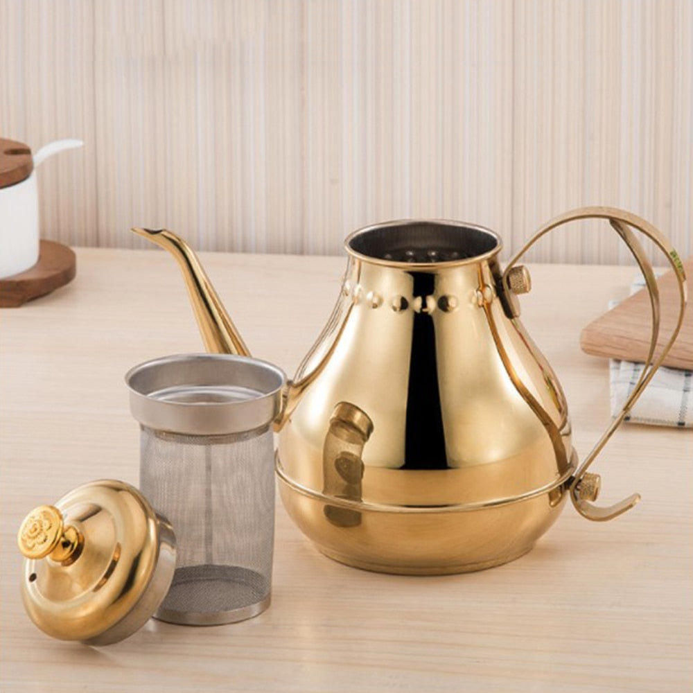 Langer Edelstahl Mundtopf Kessel mit Milchfilter-Infuser Oolong Teekanne | Karnz