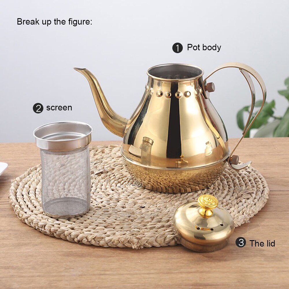Langer Edelstahl Mundtopf Kessel mit Milchfilter-Infuser Oolong Teekanne | Karnz