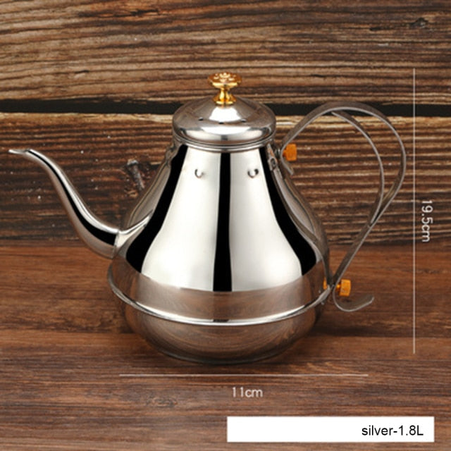 Langer Edelstahl Mundtopf Kessel mit Milchfilter-Infuser Oolong Teekanne | Karnz