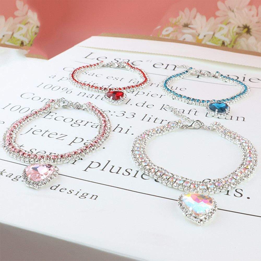 Luxury Cat | Luxury Crystal Cat Collar Heart Gemstone Pendant Reflection Karnz