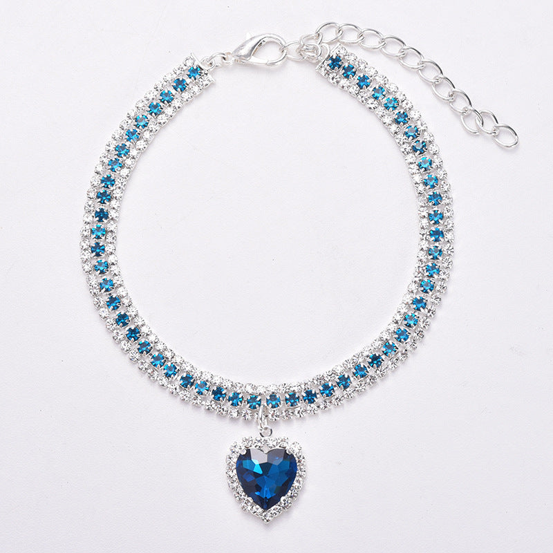 Luxury Cat | Luxury Crystal Cat Collar Heart Gemstone Pendant Reflection Karnz