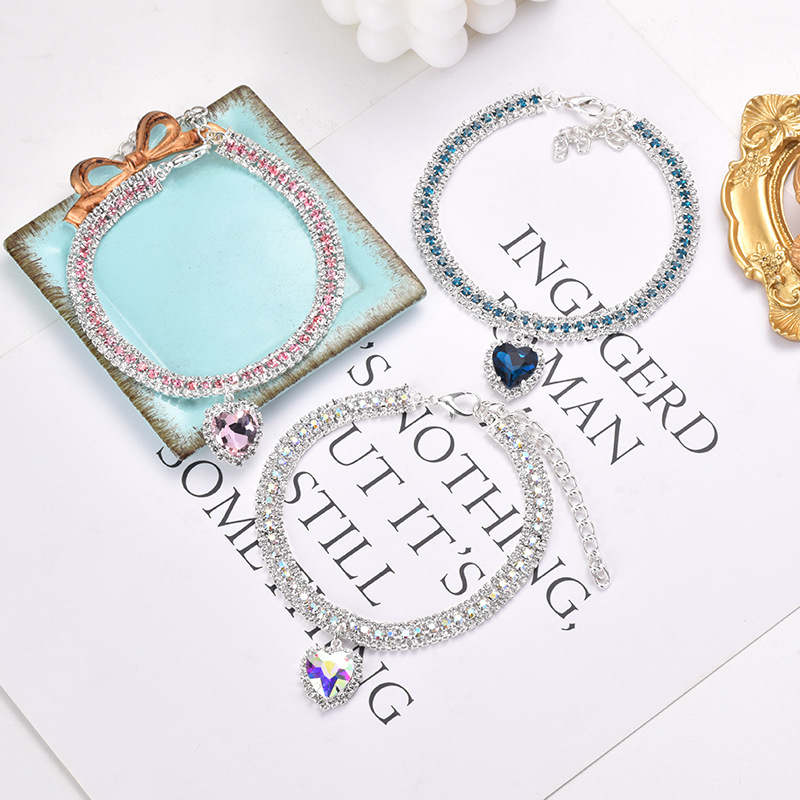 Luxury Cat | Luxury Crystal Cat Collar Heart Gemstone Pendant Reflection Karnz