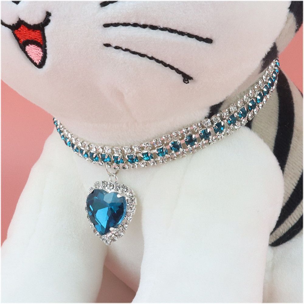 Luxury Cat | Luxury Crystal Cat Collar Heart Gemstone Pendant Reflection Karnz