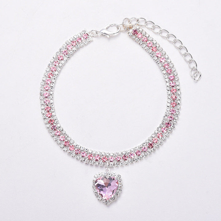 Luxury Cat | Luxury Crystal Cat Collar Heart Gemstone Pendant Reflection Karnz