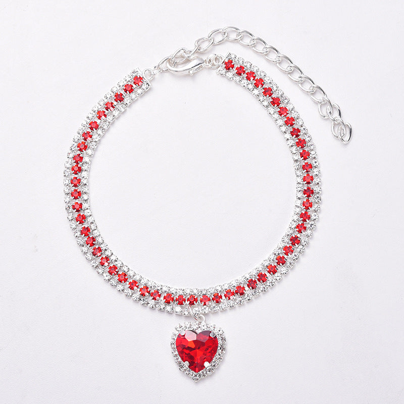 Luxury Cat | Luxury Crystal Cat Collar Heart Gemstone Pendant Reflection Karnz