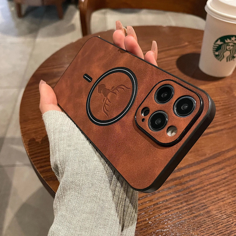 Magnetische Schutzhülle aus Leder fürs Handy