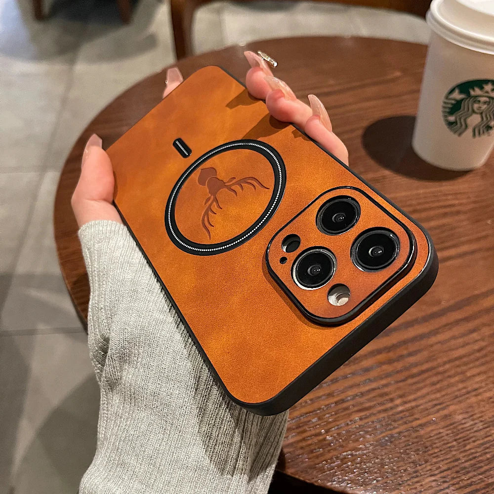 Magnetische Schutzhülle aus Leder fürs Handy