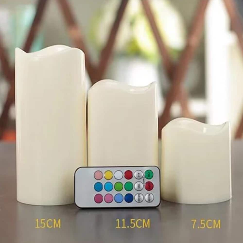 LED-Kerzen - 3 Stück - 7,5/11,5/15 cm - mit Fernbedienung - mit Farbwechsel | Karnz