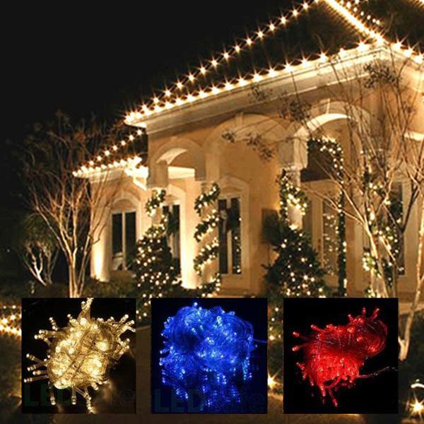 LED Lichterkette - 100 LED Indoor / Outdoor 10 Meter, warmweiß, rot, grün, mehrfarbig oder blau | Karnz