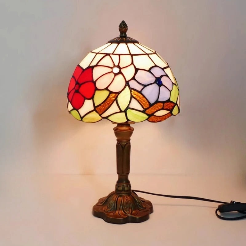 Vintage Tiffany Glas Retro Barock LED Tischlampe E27 Karnz
