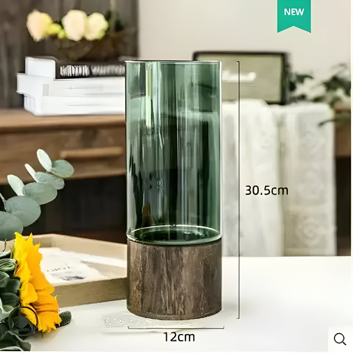 TranquilKarnzoom Vase – Europäische Hydroponik-Vase aus Holz und Glas