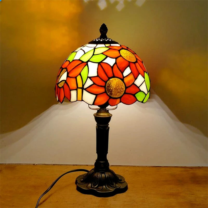 Vintage Tiffany Glas Retro Barock LED Tischlampe E27 Karnz