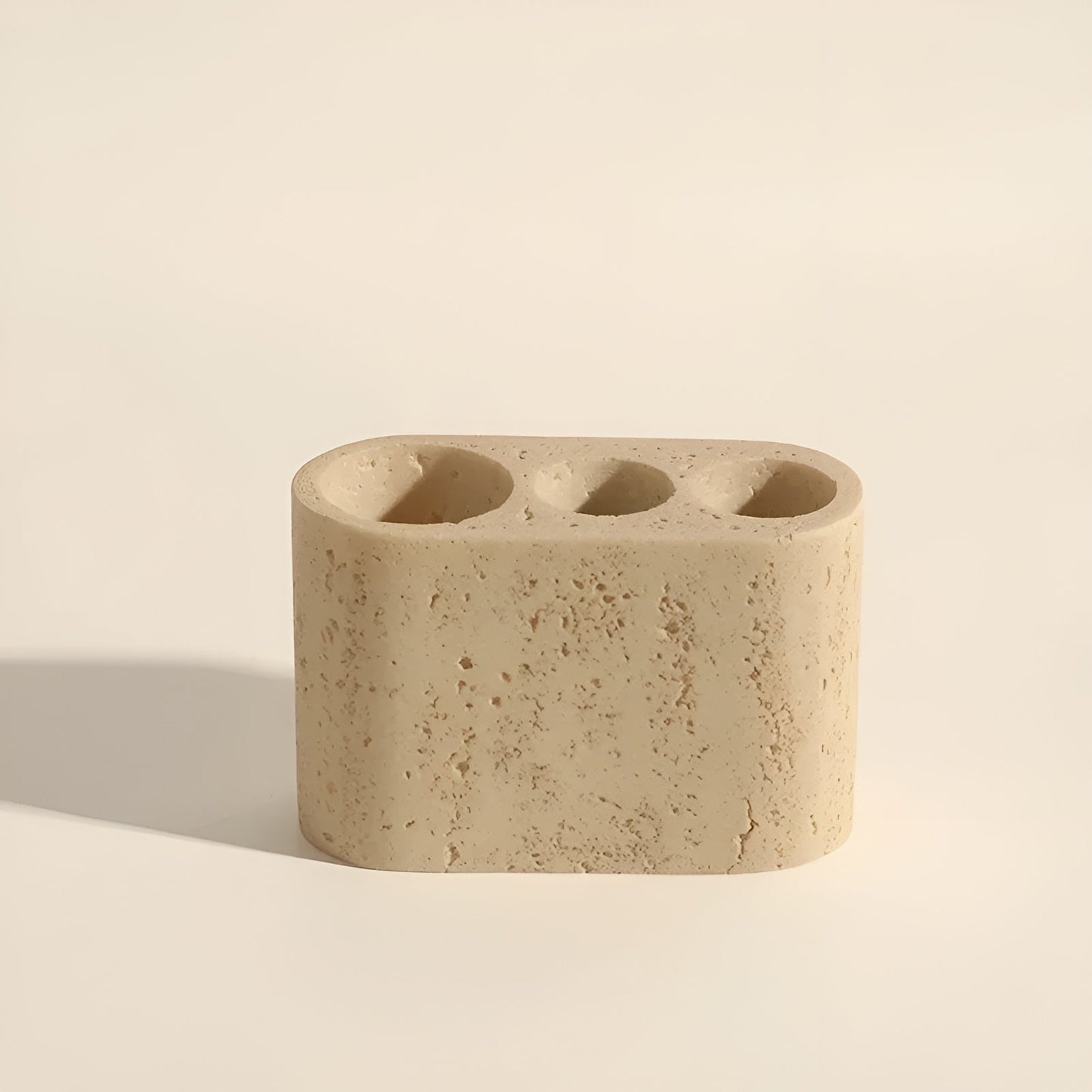 Naturstein Zahnbürstenhalter – mit Seifenspender und Regal | Elegante Badezimmeraccessoires aus Travertin | Karnz