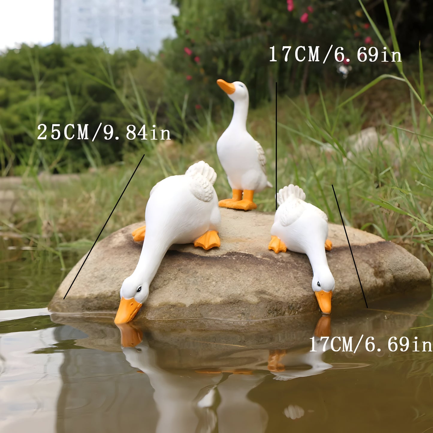 PuddlePals Skulptur – Bauernhaus Stil Ente & Gans Figur | Karnz