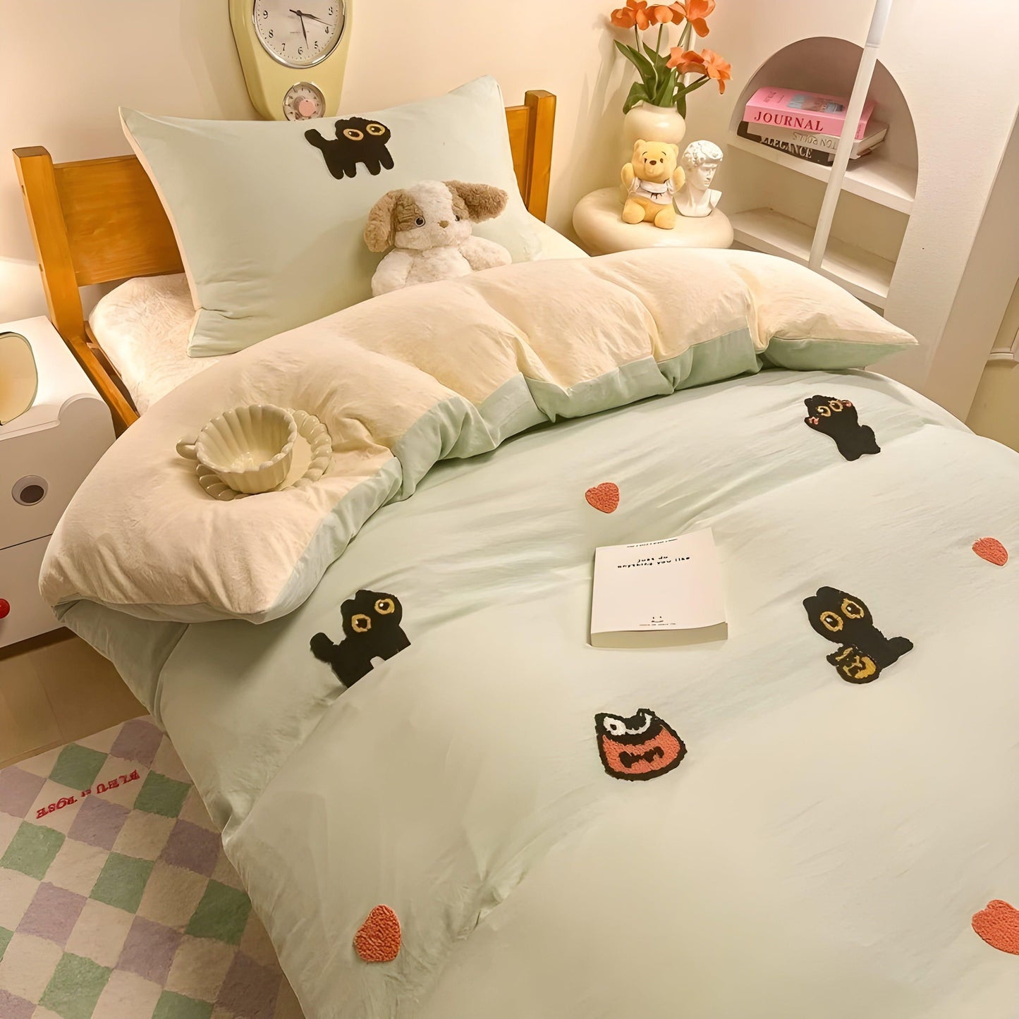 CloudComfort Bettwäsche Set - Bequem und Hautfreundlich Glückskatze Bettwäsche | Karnz