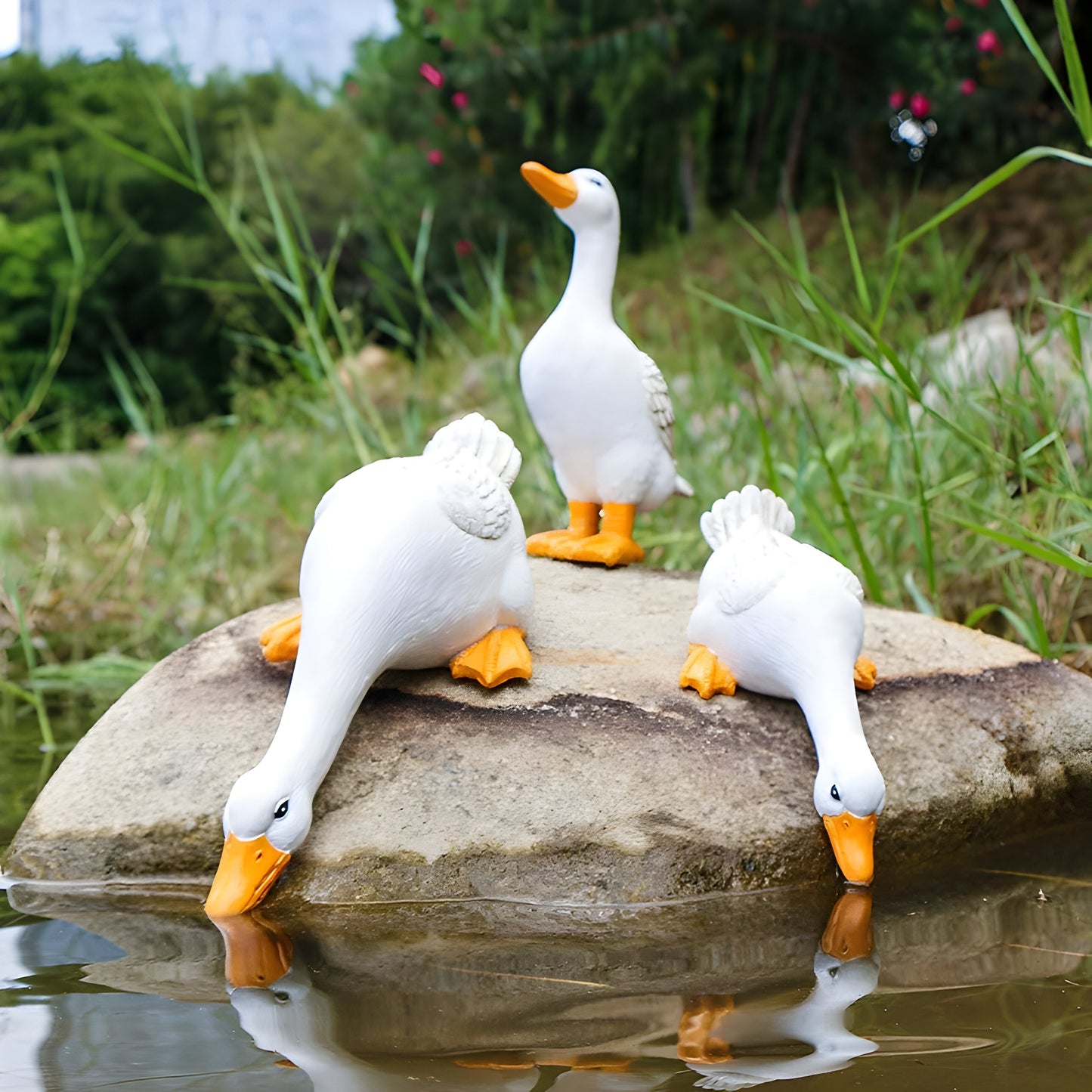 PuddlePals Skulptur – Bauernhaus Stil Ente & Gans Figur | Karnz
