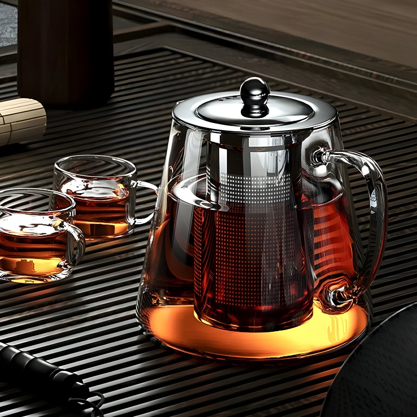 CrystalBrew-Becher – Hitzebeständiges Glas mit Edelstahlfilter