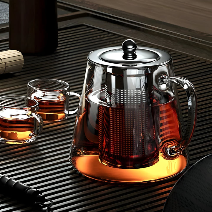 CrystalBrew-Becher – Hitzebeständiges Glas mit Edelstahlfilter