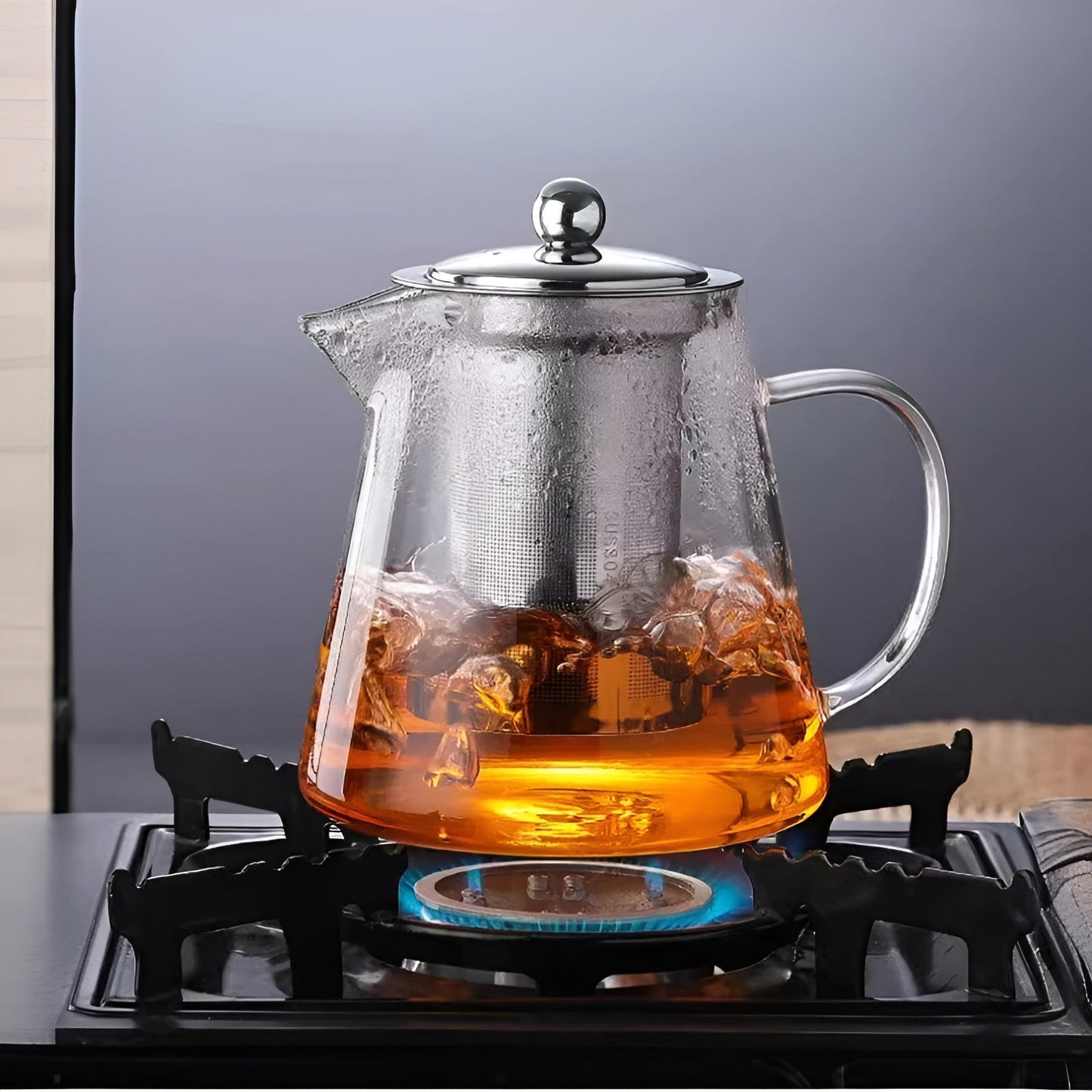 Hitzebeständiges Teeservice aus Borosilikatglas – mit Filter | Ideal für die Zubereitung von Blütentee