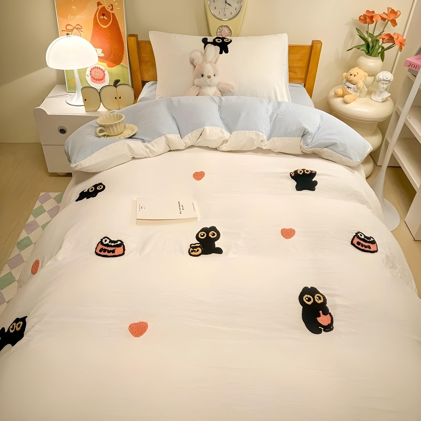 CloudComfort Bettwäsche Set - Bequem und Hautfreundlich Glückskatze Bettwäsche | Karnz