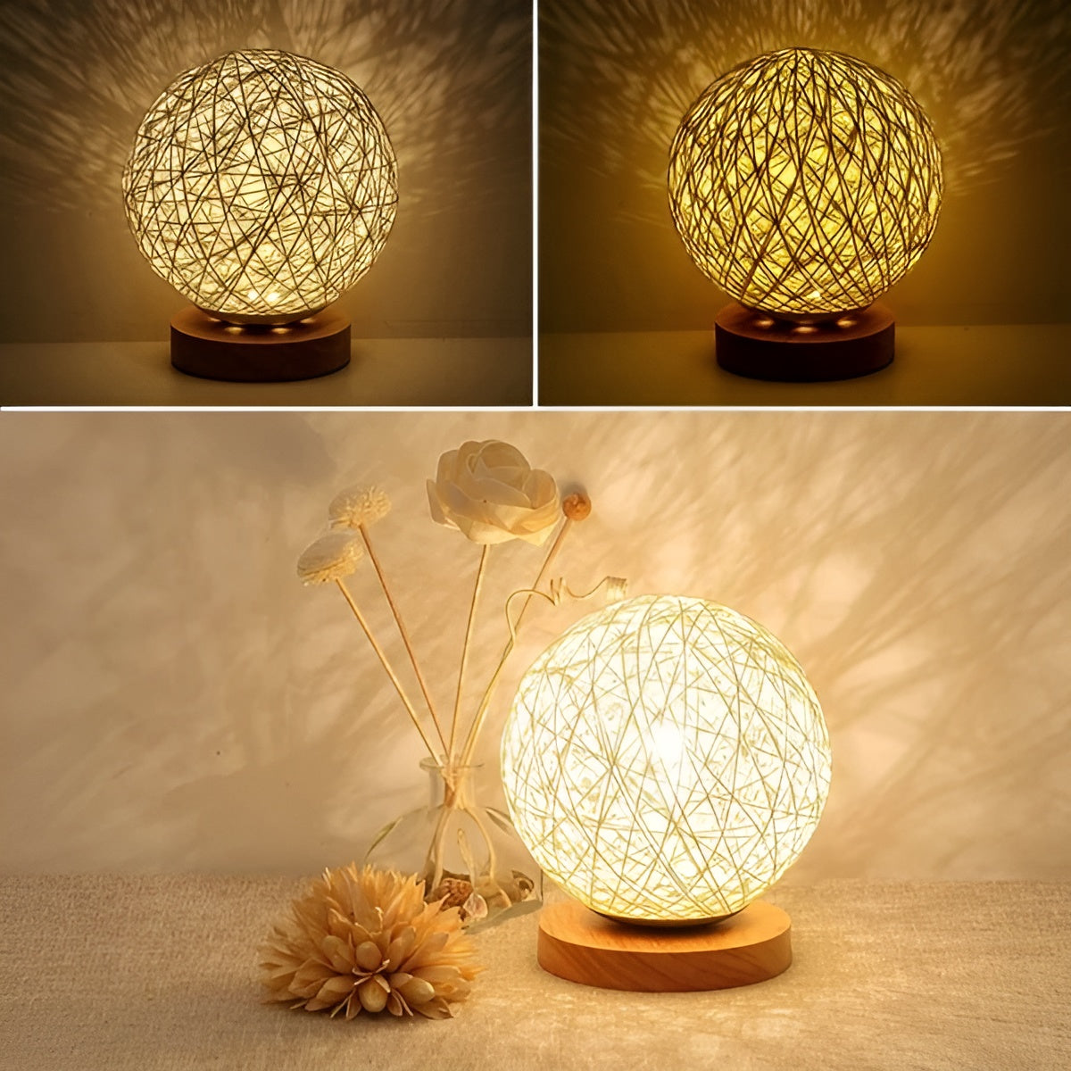 TwineGlow Light – Moderne USB-aufladbare Karnze Rattan-Lampe