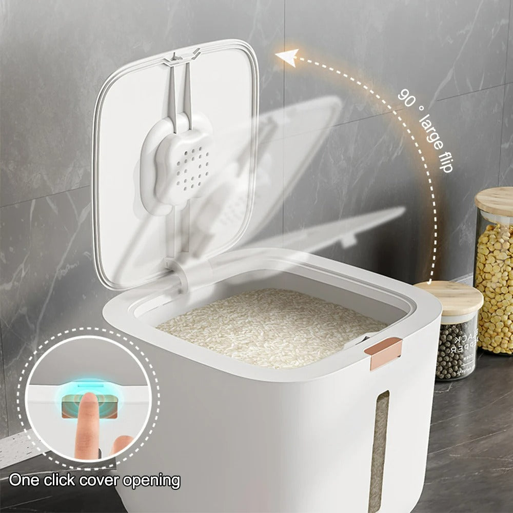 VoorraadKlik – Luftdichte Spenderbox mit Messbecher für Reis und Körner (5 oder 10 kg) | Karnz