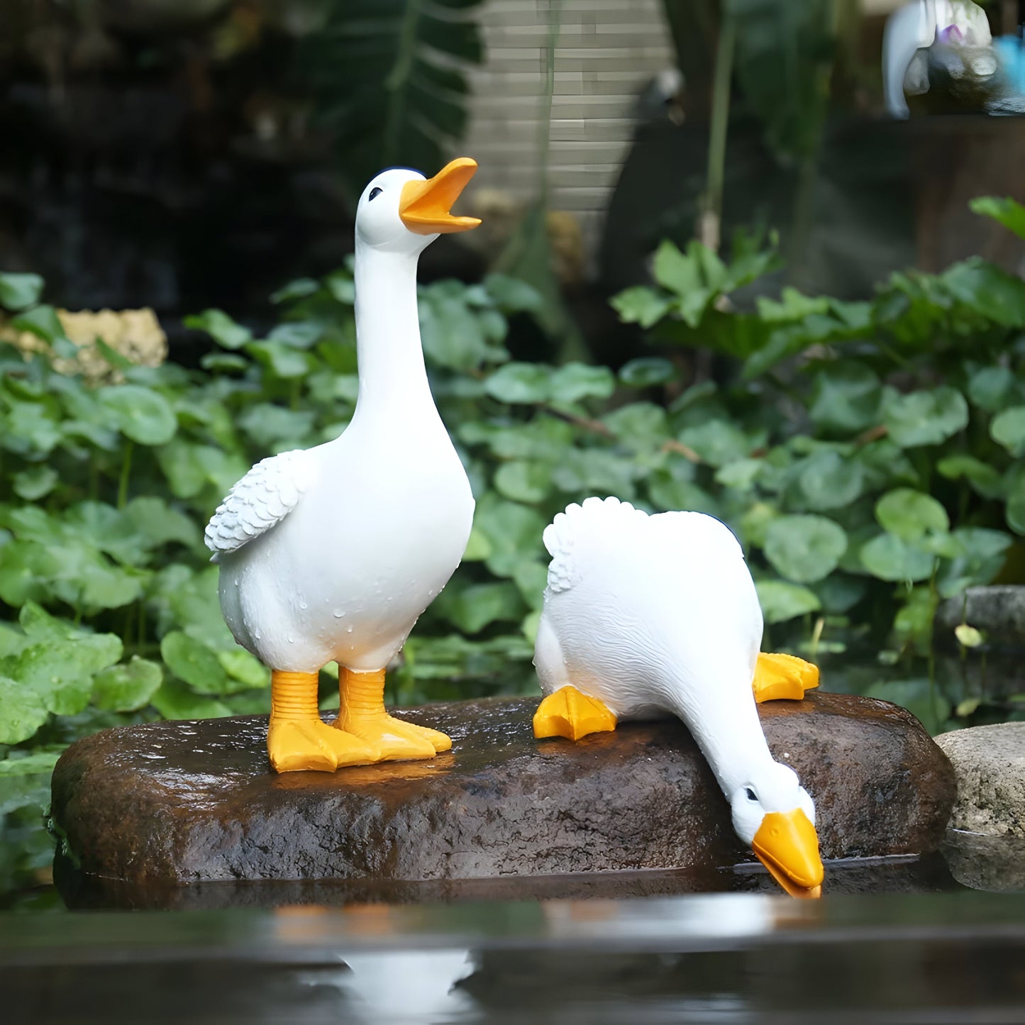 PuddlePals Skulptur – Bauernhaus Stil Ente & Gans Figur | Karnz