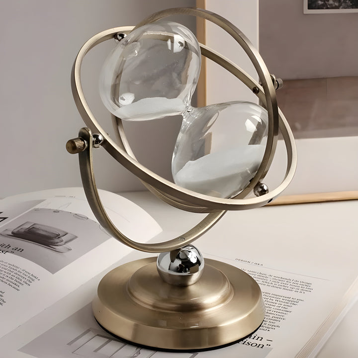 Sanduhr im Globus-Design – Vintage-Look, antiker Stil für Wohnzimmer oder Büro