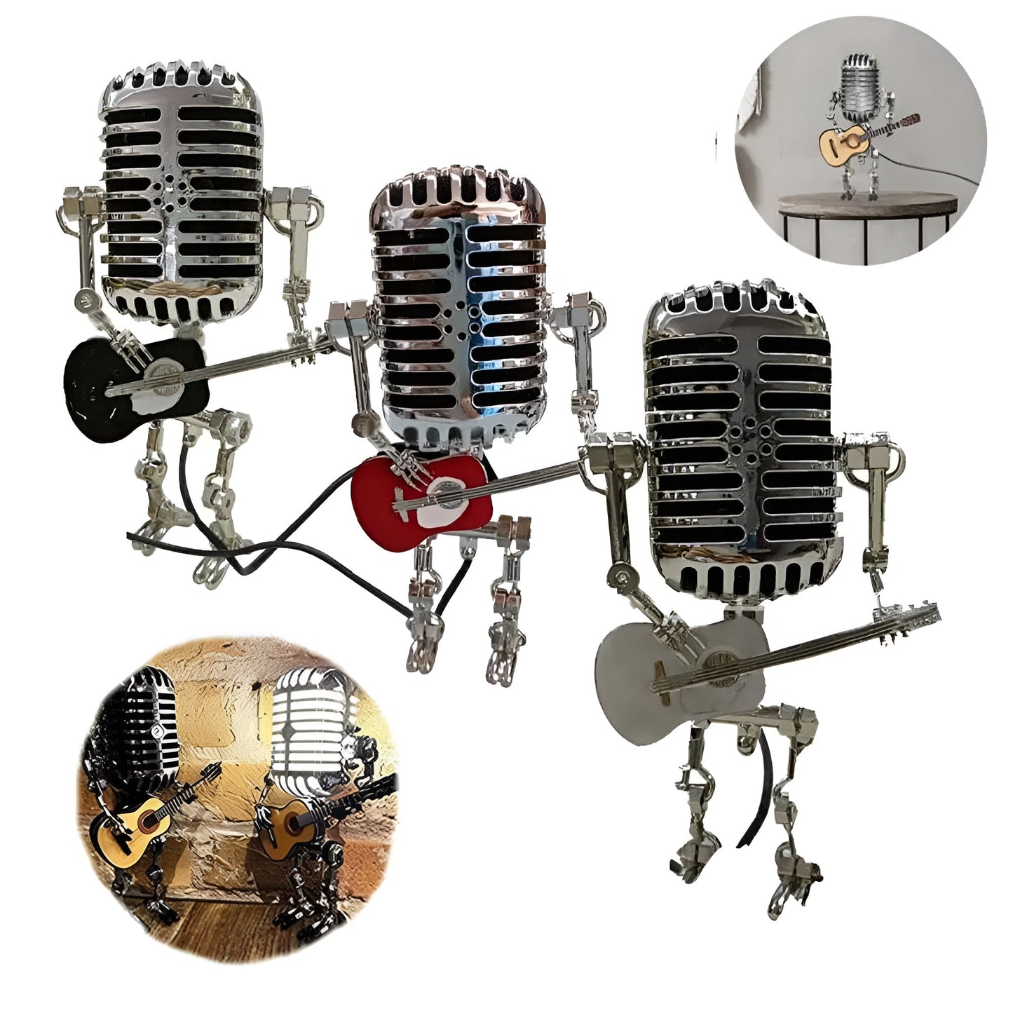 Robot Tischlampe mit Gitarre – LED-Deko im Vintage-Stil für den Schreibtisch | Karnz