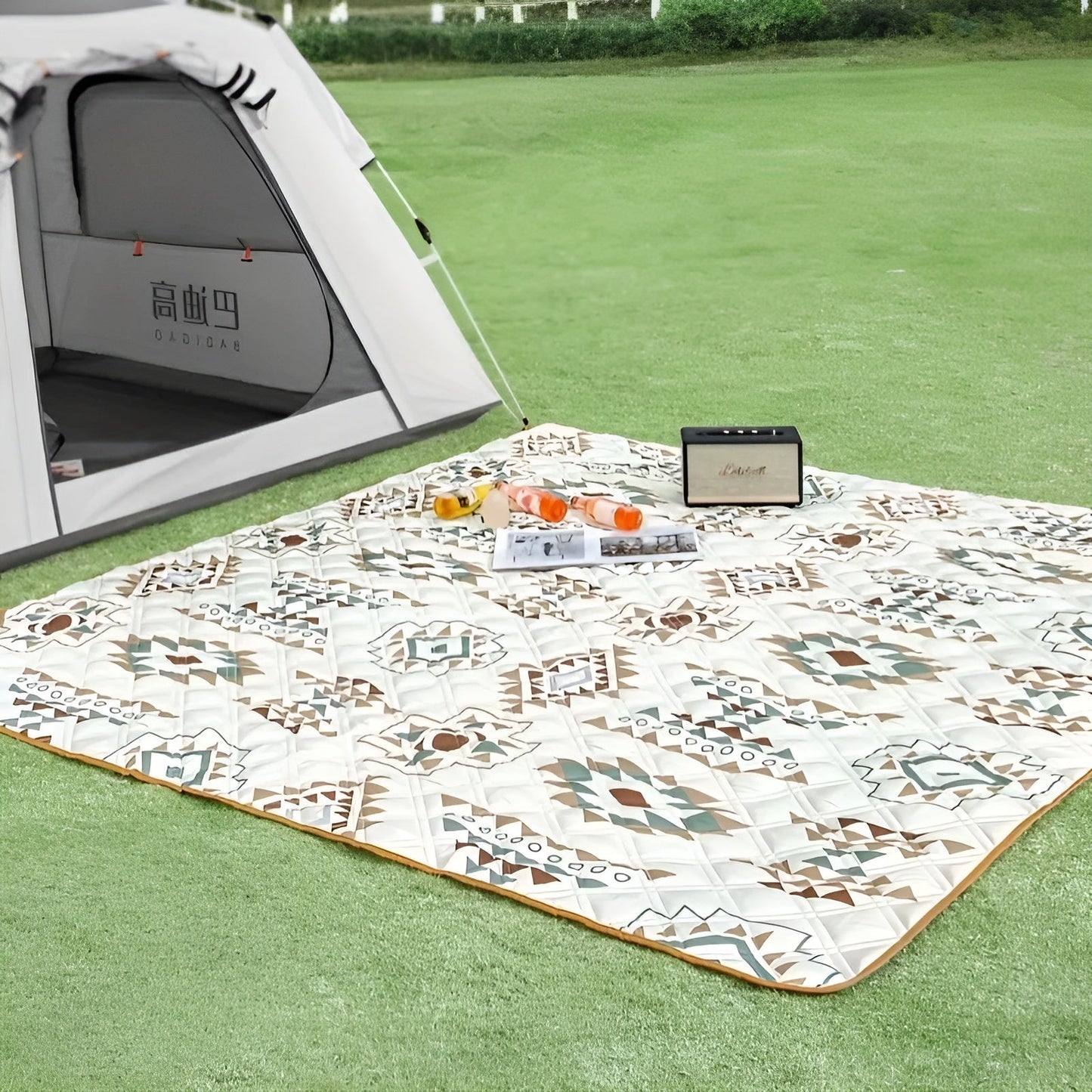 Picknickkorb mit Karomuster – wasserdicht und faltbar | Ideal für Park, Strand und Camping