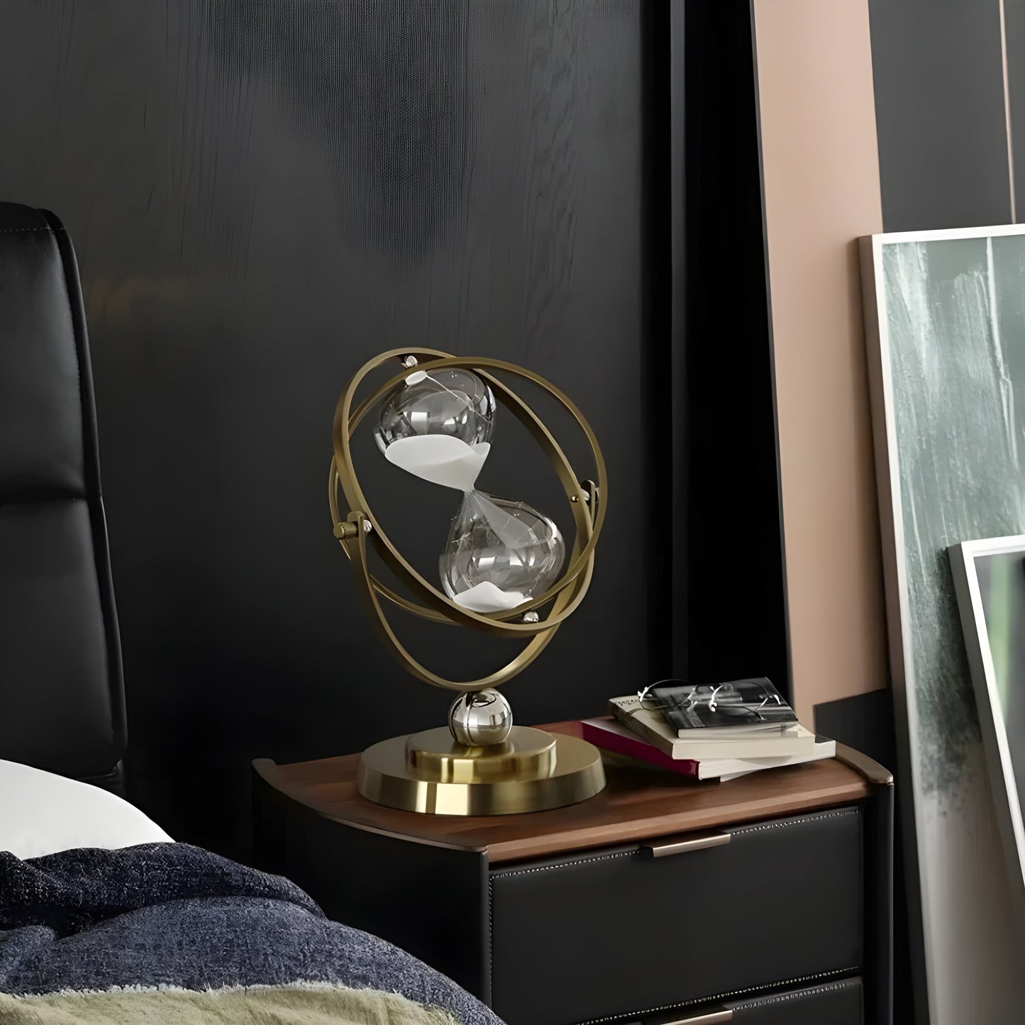 Sanduhr im Globus-Design – Vintage-Look, antiker Stil für Wohnzimmer oder Büro