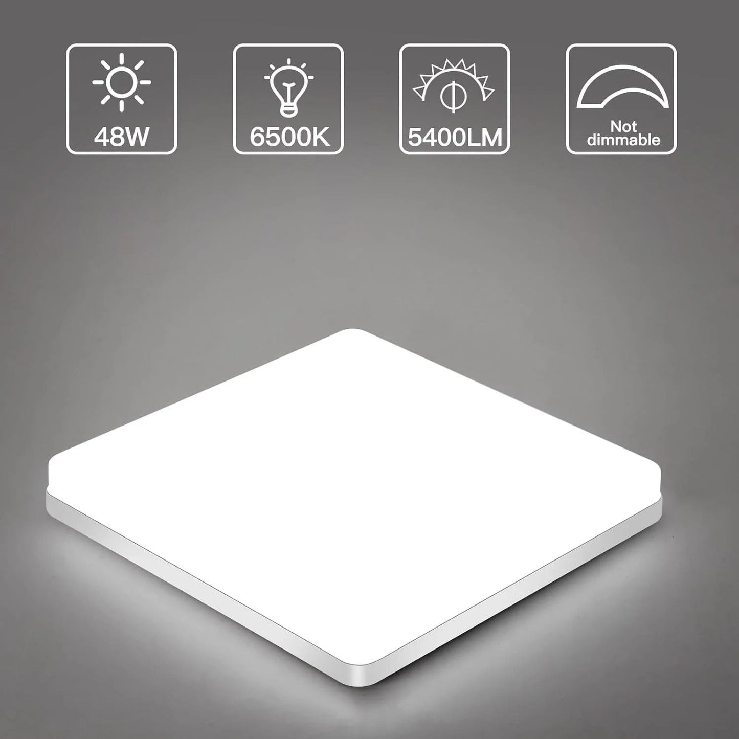 Quadratische LED-Deckenleuchte – Gleichmäßiges, Angenehmes Licht | Geeignet für Wohnzimmer & Badezimmer | Karnz