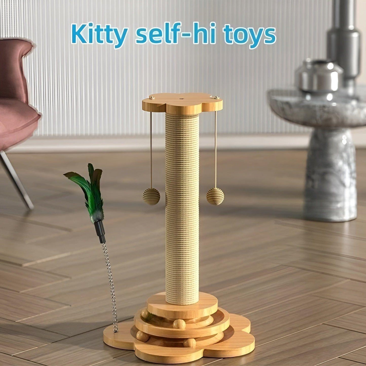 WhiskerWood Spielzeug - Langlebiges Holzspielzeug mit Bällen für Katzen | Karnz